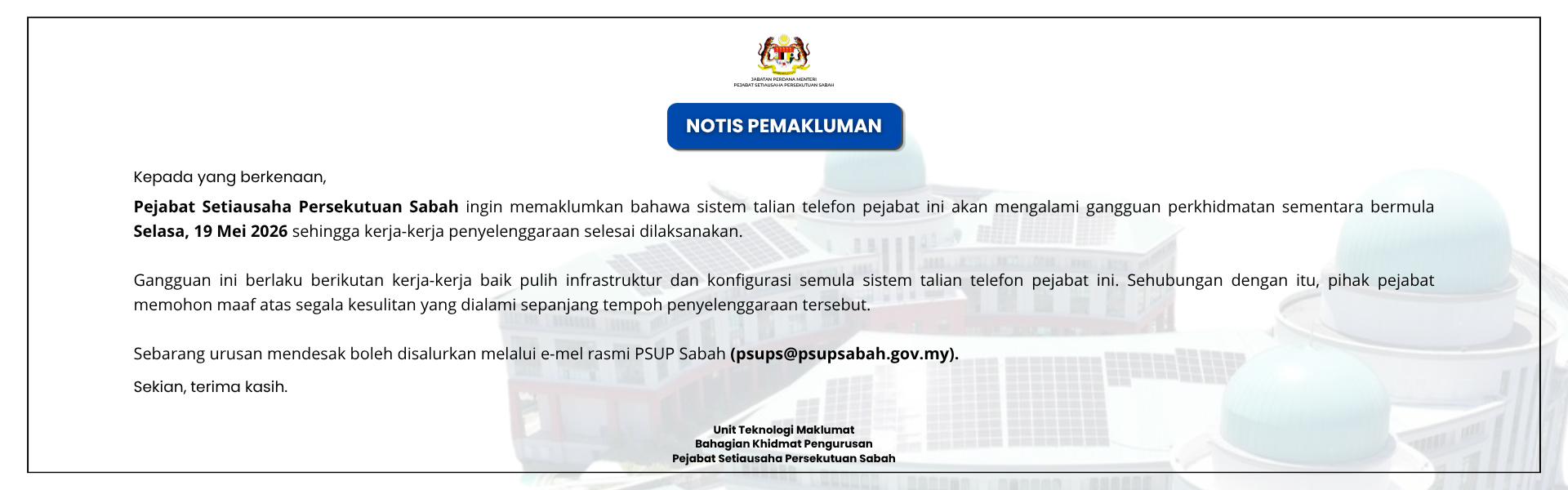 Notis Gangguan Telefon